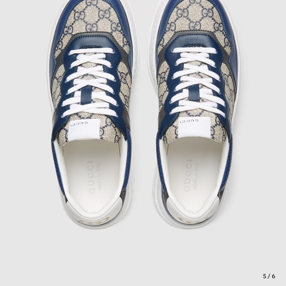 Gucci Navy and Cream Logo Sneakers - Picture 1 of 5